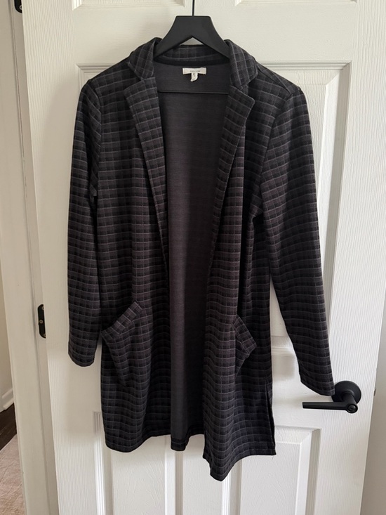 Maurices Jackets & Blazers - Maurices Black and Gray Plaid Open Front Blazer